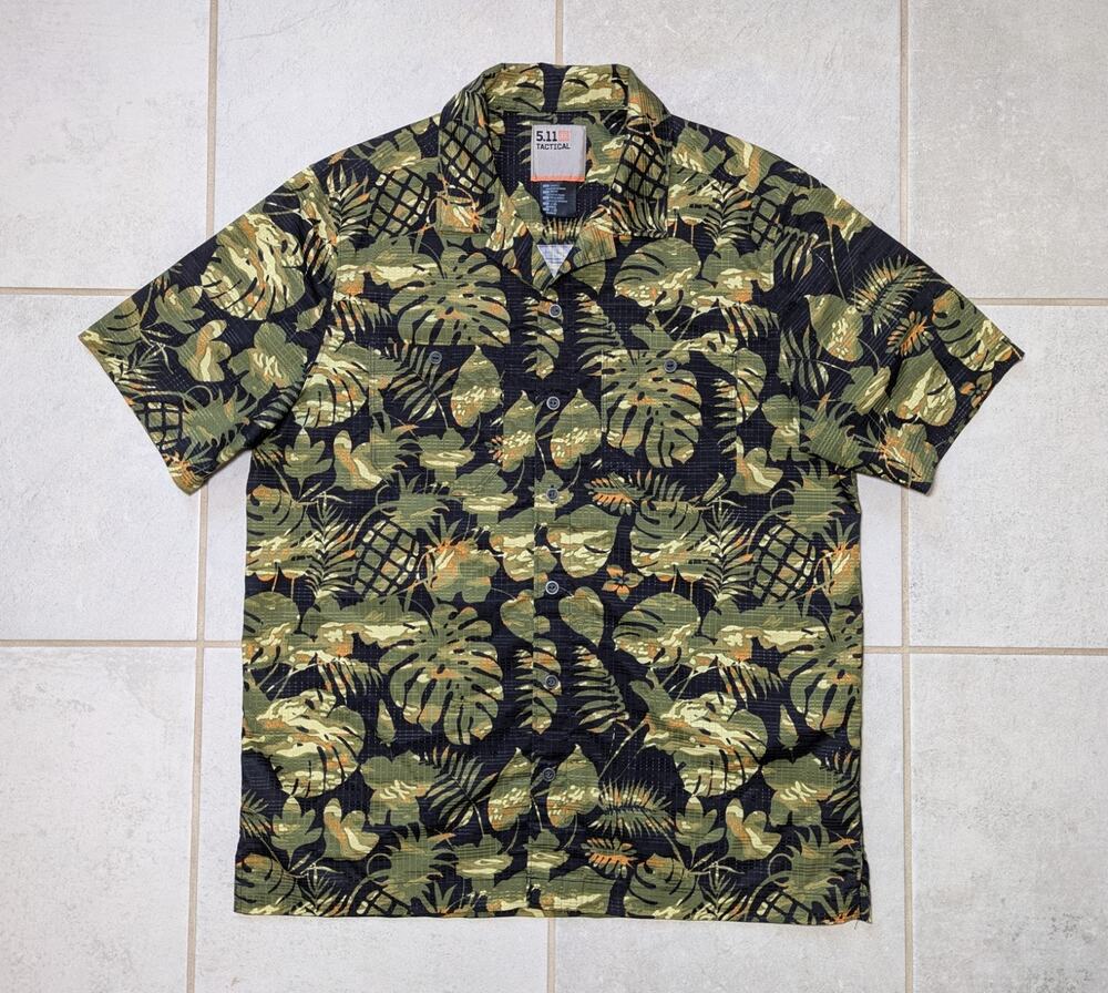511 Tactical Men's Small Shirt Hawaiian Floral Snap Button Lightweight Casual